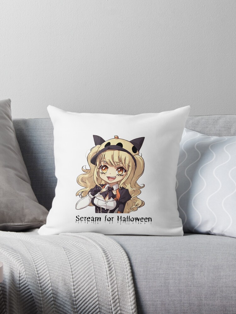 Halloween Chibi Scream throw pillow