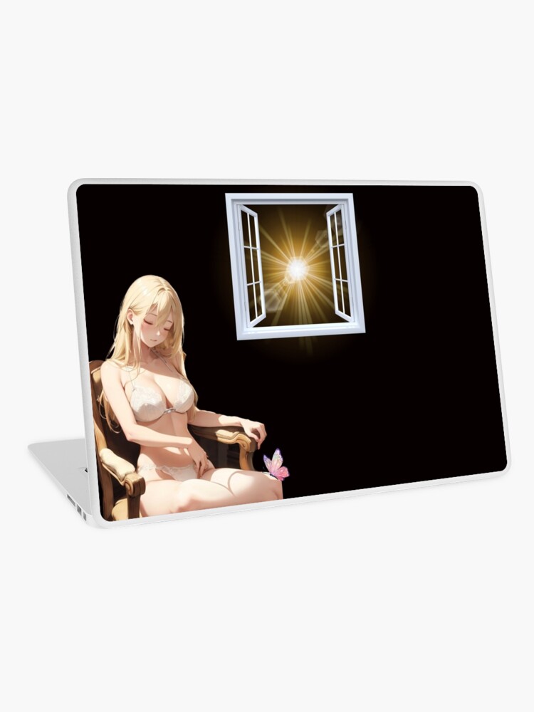 Blonde Waifu laptop skin